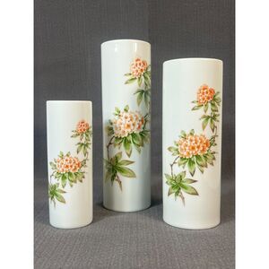 Franklin Porcelain Rosana 3 Floral Vases Graduating Pillar 1977 EUC Bavaria LTD